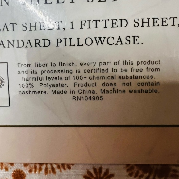 Cupcakes & Cashmere Burnt Orange Abstract Patterned Twin Sheet Set NWT - Picture 5 of 7